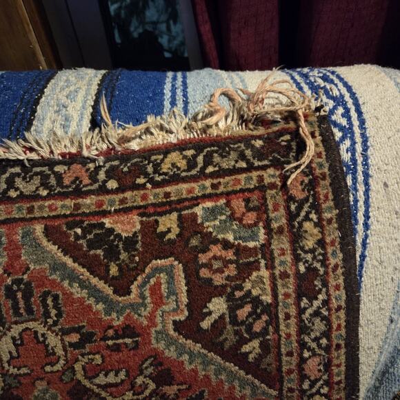 Heriz Rug 2x13 ft Vintage Geometric Medallion Wool Carpet Hand Knotted rust Red - Picture 3 of 7